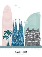 Skyline-Illustration der Stadt Barcelona, Spanien in Farbe