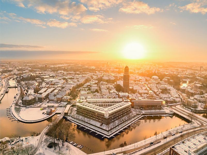 Zwolle during a cold winter morning seen from above by Sjoerd van der Wal Photography