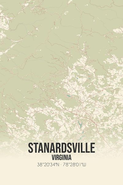 Carte ancienne de Stanardsville (Virginie), USA. par Affiches de lieux