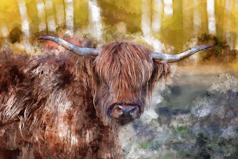 Aquarell Schottischer Highlander von gea strucks