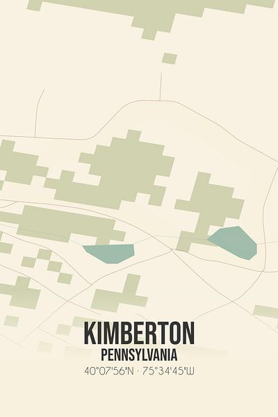 Alte Karte von Kimberton (Pennsylvania), USA. von Ortsdrucke