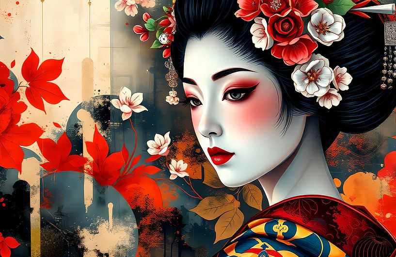 Art abstrait japonais Geisha par Egon Zitter