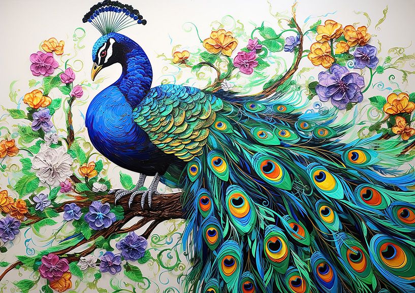 Peinture de paon par Peintures accrocheuses