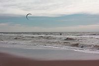 "Kitesurf sur la mer du Nord".