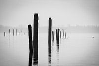 Wellenbrecher im Nebel
