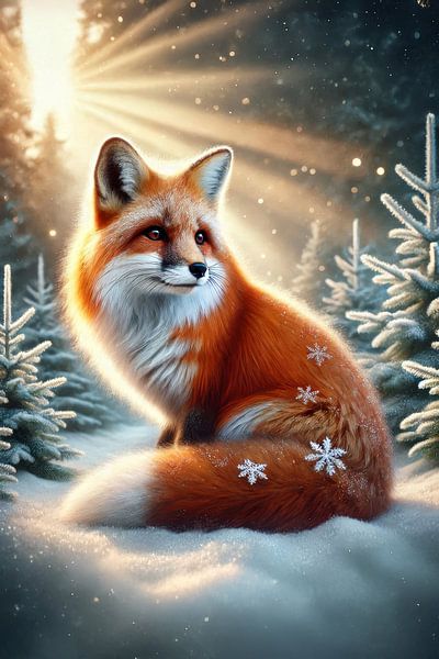 Renard magique dans un paysage hivernal par Ellen Van Loon