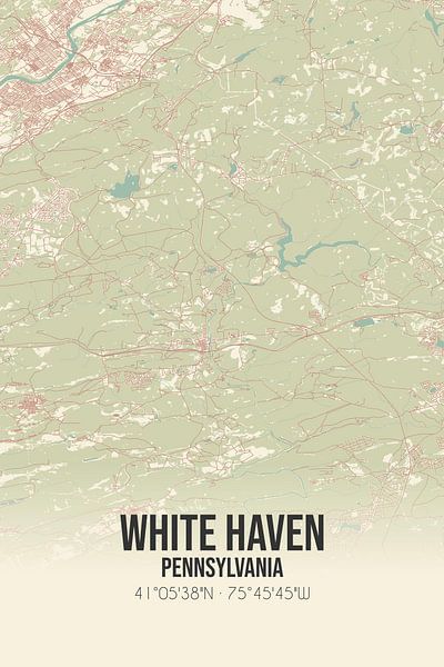 Carte ancienne de White Haven (Pennsylvanie), USA. par Affiches de lieux