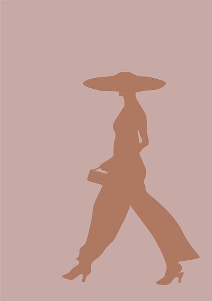 Elegant woman silhouette, art in earth tones by Hella Maas
