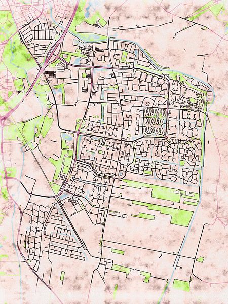 Kaart van Leusden in de stijl 'Soothing Spring' van Maporia