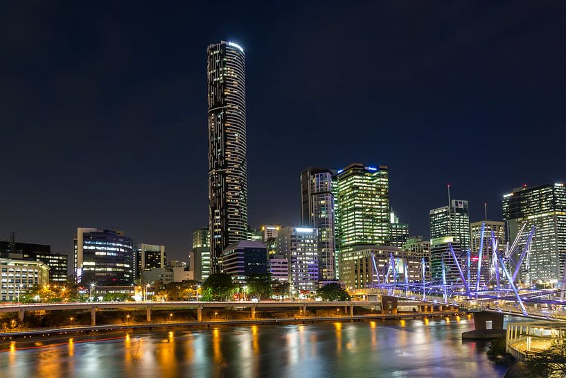 Brisbane  skyline met de Kurilpa brug par Marcel van den Bos