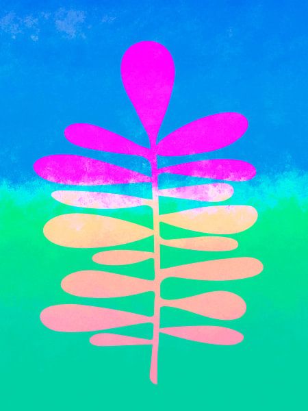 Moderne abstrakte Kunst: Collage grün, blau und rosa. Serie: Neon von Studio Pieternel