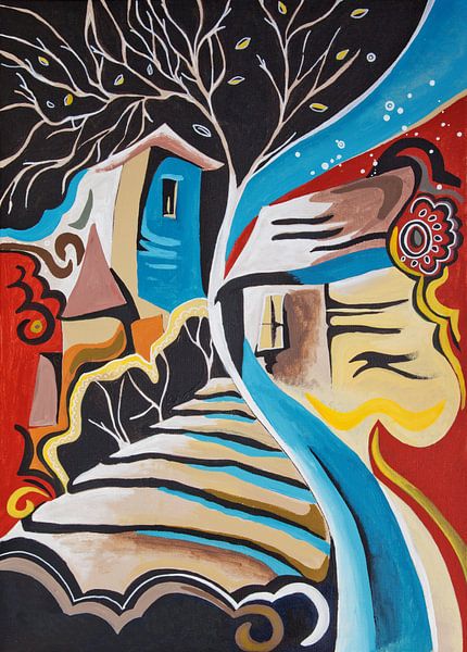 evening ciry, painting by Ariadna de Raadt-Goldberg