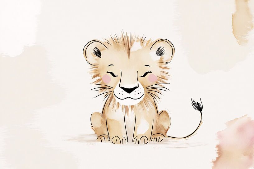 Cute little lion in soft colours by Art & Soul Creations