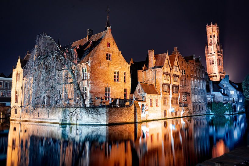 Rose Hat Quay by Night - Bruges by Thijs van Beusekom
