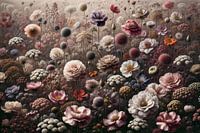 Blumenfeld im Vintage-Stil mit zarten Altrosa-Farben