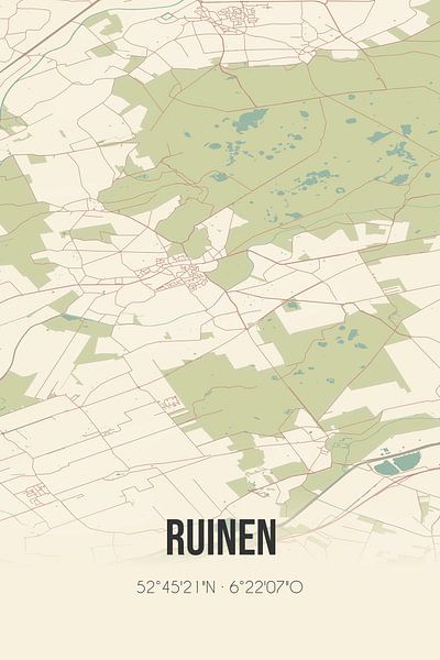 Carte vintage de Ruinen (Drenthe) par Affiches de lieux