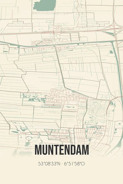 Carte ancienne de Muntendam (Groningen) par Affiches de lieux