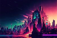 Timelapse in a night city #2, vaporwave, retro-futurism