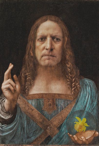 Zelfportret als Leonardo da Vinci,'sSalvator Mundi van Ruben van Gogh - smartphoneart