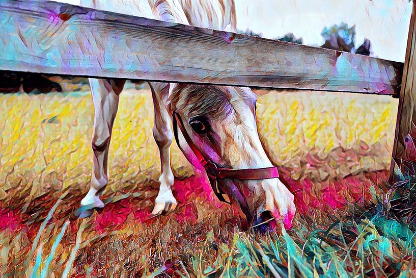 Horse in the meadow painting by Patricia Piotrak