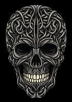 Kompliziertes keltisches Knotengeflecht Totenkopf Poster - Detaillierter monochromer dunkler Kunst Wanddruck