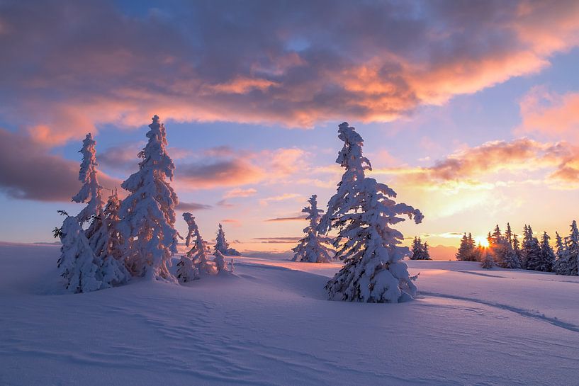 Berglandschaft &quot;Sonnenuntergang im Winter&quot; von Coen Weesjes