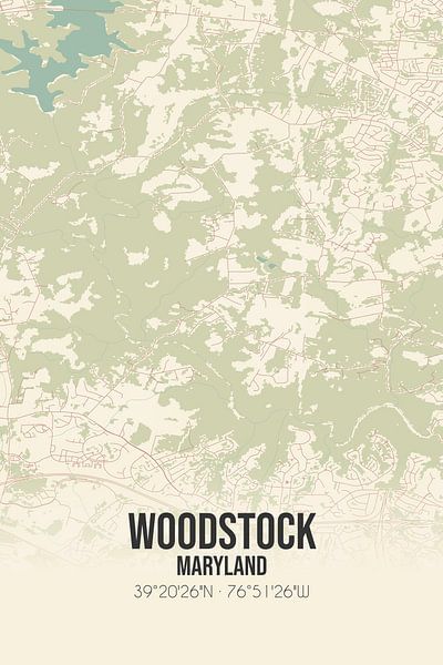 Carte ancienne de Woodstock (Maryland), USA. par Affiches de lieux