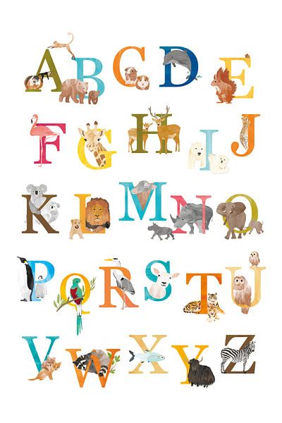 Alphabet-Poster Tiere Niederländisch von Karin van der Vegt