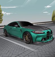 BMW M4 Coupé Groen Auto Illustratie