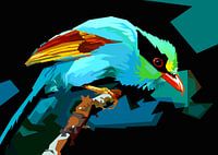 Night Bird In Blue Light Pop Art WPAP