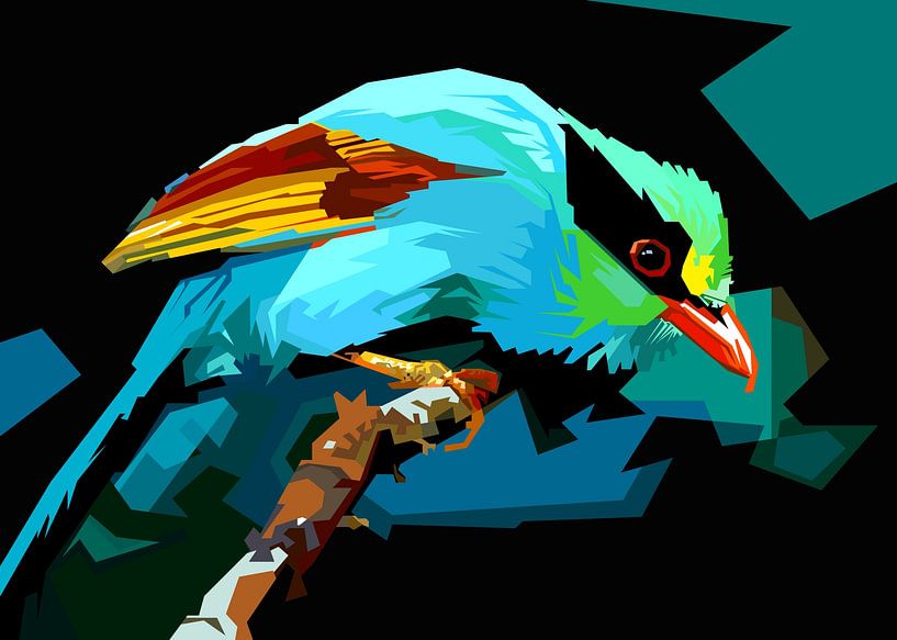 Nachtvogel in blauem Licht Pop Art WPAP von Artkreator