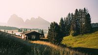 Refuge de montagne dans la lumière du matin - Seiser Alm