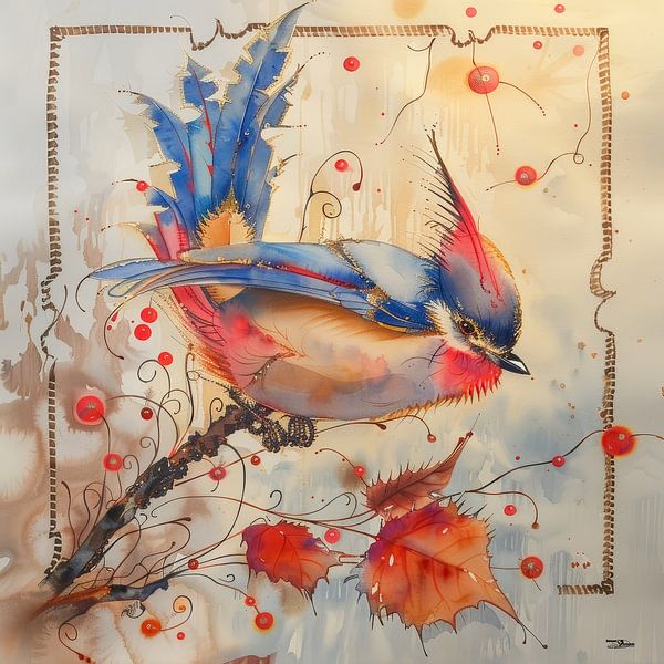 Aquarell eines Vogels von Gelissen Artworks