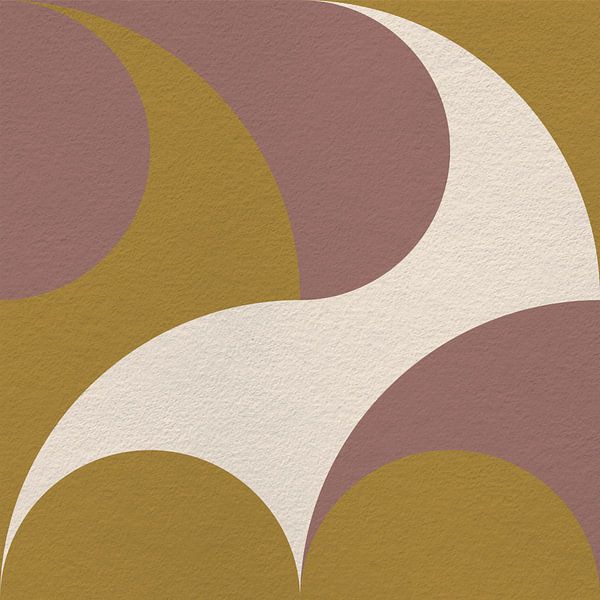 Bauhaus and retro 70s inspired geometry in pastels. Yellow, beige, warm brown. by Dina Dankers