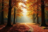 Farbenfrohes Herbstspiel im Wald