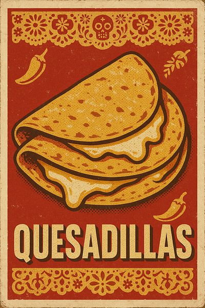 Quesadillas – Retro Mexican Comfort Food Poster by Travel Shop