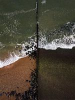 Heads of poles on the dutch coast