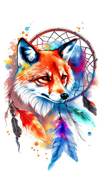 Renard aquarelle par P U F F Y