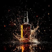 Whiskey bottle splash
