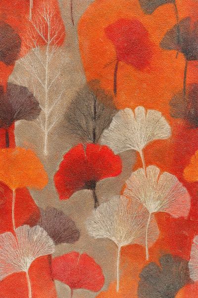 Blätter in Schichten von Rot und Weiß von Whale & Sons