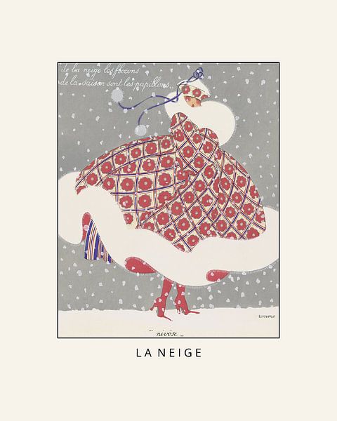 La neige - Winter, Schnee, Vintage Art Deco Mode Druck von NOONY