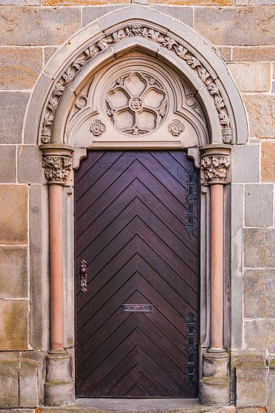 Stately and ornate wooden castle door by Dafne Vos