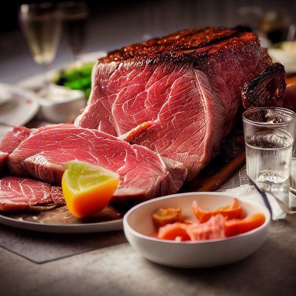 rohes Rindersteak mit Gemüse Illustration von Animaflora PicsStock