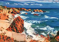 Bretagne an der Küste, Strand, Felsen, Meer.