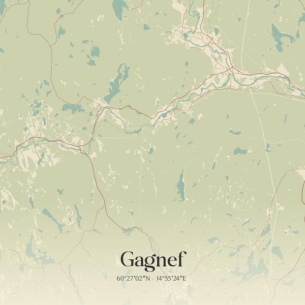 Alte Karte von Gagnef, Schweden. von Ortsdrucke