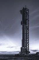 SpaceX Starship Superheavy (stacked) on the Launchpad | Black/white