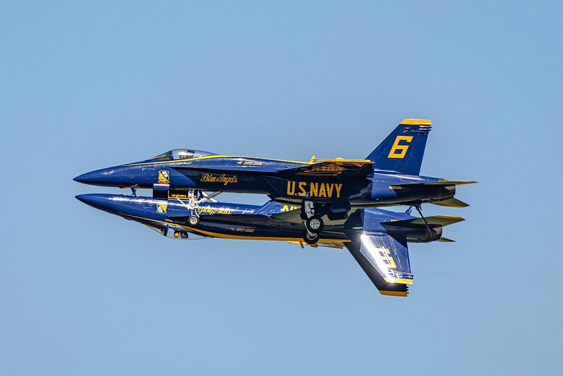 Blue Angels #5 and 6 in action during airshow. by Jaap van den Berg