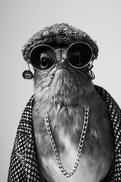 Grive musicienne avec casquette et chaîne par Poster Art Shop