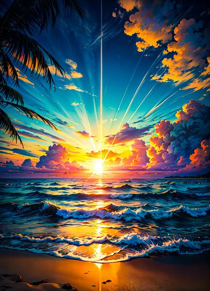 Sunset On The Beach In Summer by Ruzerin