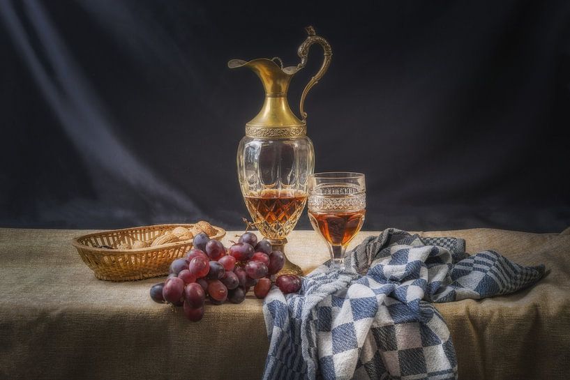 Weintrauben und Wein von Wim van de Water